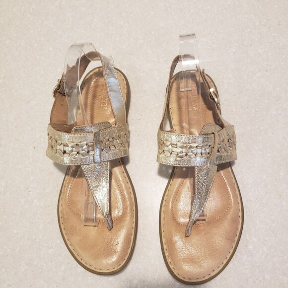 Born Women’s sz 1 Tilde Thong Sandal Light Gold Metallic Comfort Insole - Picture 2 of 6